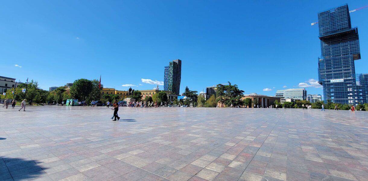 Skanderbeg Square in Tirana, Albania is one of the best things to do.