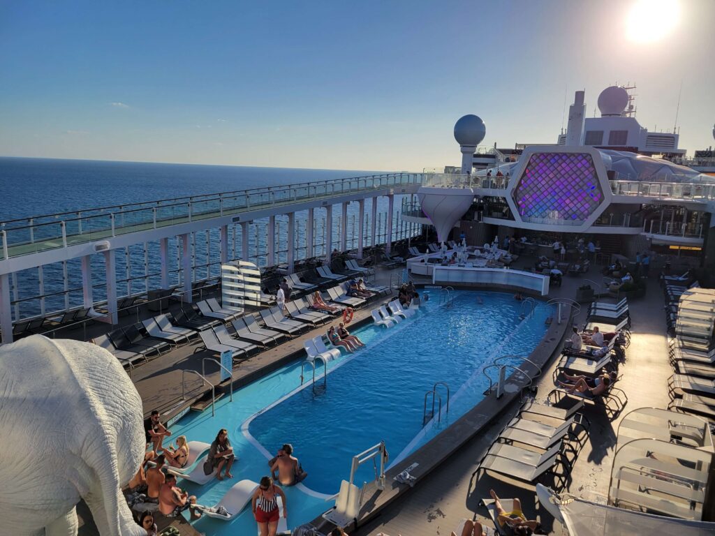 The beautiful pool deck on Celebrity Beyond. 