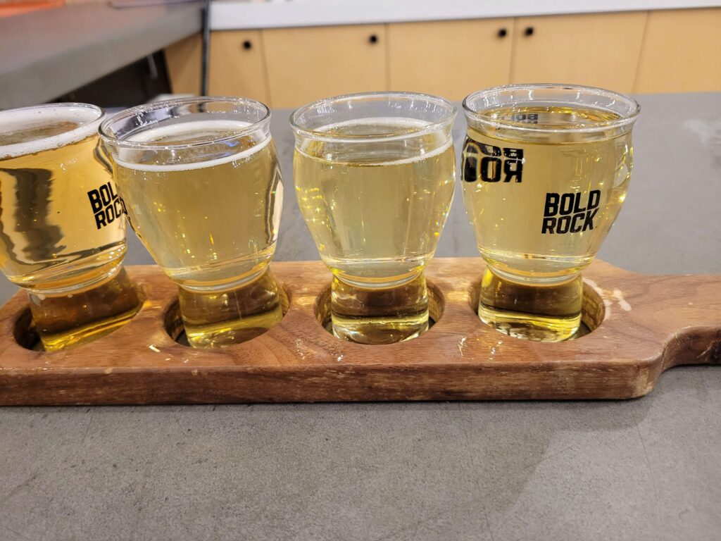 Bold Rock tasting of their ciders. A great cidery. 