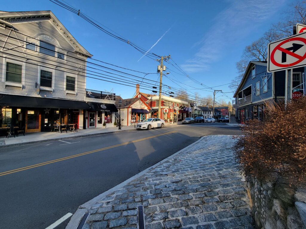 Another view of Chester's main street which includes Honeycone Ice Cream. (One of the best restaurants in Chester.)