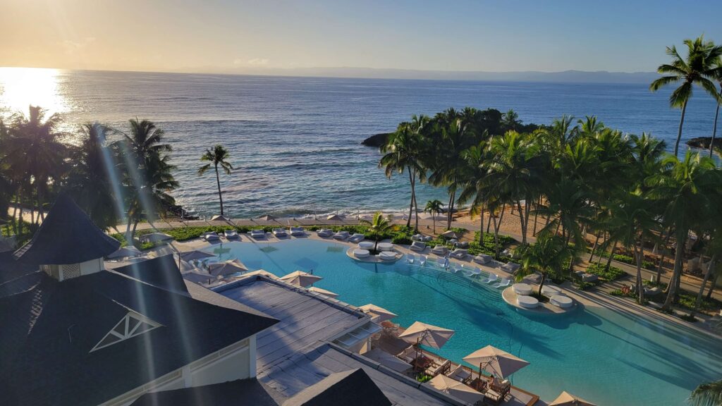 Overlooking the pool by the ocean at Cayo Levantado 