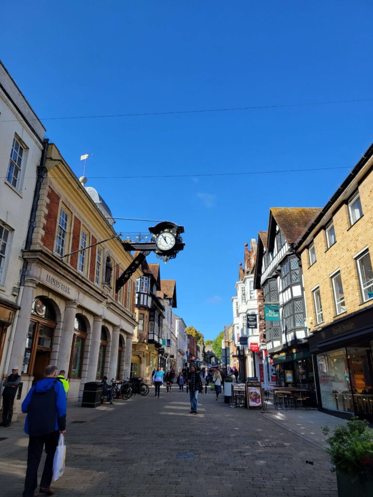 Wander the high street in Winchester. One of the best things to do in Winchester, England.